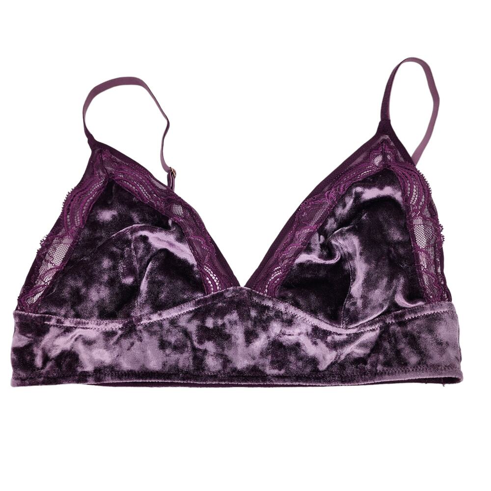 Soma Purple Velvet Lace Pullover Wire Free Illusion Bralette Size Medium